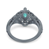 Marquise Art Deco Wedding Engagement Bridal Ring Accent Vintage Round Simulated Cubic Zirconia 925 Sterling Silver
