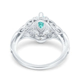 Marquise Art Deco Wedding Engagement Bridal Ring Accent Vintage Round Simulated Cubic Zirconia 925 Sterling Silver