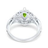 Marquise Art Deco Wedding Engagement Bridal Ring Accent Vintage Round Simulated Cubic Zirconia 925 Sterling Silver
