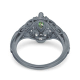Marquise Art Deco Wedding Engagement Bridal Ring Accent Vintage Round Simulated Cubic Zirconia 925 Sterling Silver