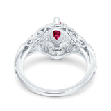 Marquise Art Deco Wedding Engagement Bridal Ring Accent Vintage Round Simulated Cubic Zirconia 925 Sterling Silver