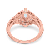 Marquise Art Deco Wedding Engagement Bridal Ring Accent Vintage Round Simulated Cubic Zirconia 925 Sterling Silver