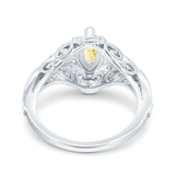 Marquise Art Deco Wedding Engagement Bridal Ring Accent Vintage Round Simulated Cubic Zirconia 925 Sterling Silver