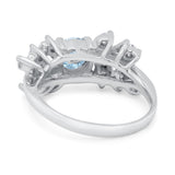 Vintage Style Wedding Bridal Ring Round Simulated Cubic Zirconia 925 Sterling Silver