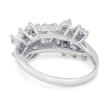 Vintage Style Wedding Bridal Ring Round Simulated Cubic Zirconia 925 Sterling Silver