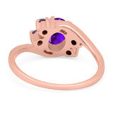 Oval Art Deco Wedding Ring Simulated Amethyst Cubic Zirconia 925 Sterling Silver