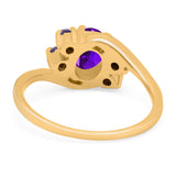 Oval Art Deco Wedding Ring Simulated Amethyst Cubic Zirconia 925 Sterling Silver