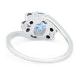 Oval Art Deco Wedding Ring Simulated Amethyst Cubic Zirconia 925 Sterling Silver