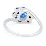 Oval Art Deco Wedding Ring Simulated Amethyst Cubic Zirconia 925 Sterling Silver