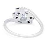 Oval Art Deco Wedding Ring Simulated Amethyst Cubic Zirconia 925 Sterling Silver