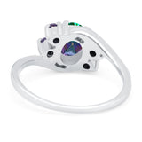 Oval Art Deco Wedding Ring Simulated Amethyst Cubic Zirconia 925 Sterling Silver