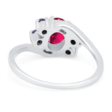Oval Art Deco Wedding Ring Simulated Amethyst Cubic Zirconia 925 Sterling Silver