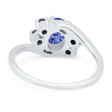 Oval Art Deco Wedding Ring Simulated Amethyst Cubic Zirconia 925 Sterling Silver