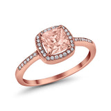Halo Accent Engagement Ring Simulated Cubic Zirconia 925 Sterling Silver