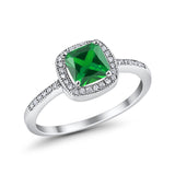 Halo Accent Engagement Ring Simulated Cubic Zirconia 925 Sterling Silver