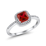Halo Accent Engagement Ring Simulated Cubic Zirconia 925 Sterling Silver