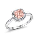 Halo Accent Engagement Ring Simulated Cubic Zirconia 925 Sterling Silver