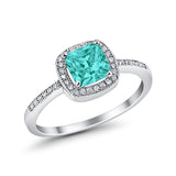 Halo Accent Engagement Ring Simulated Cubic Zirconia 925 Sterling Silver