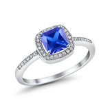 Halo Accent Engagement Ring Simulated Cubic Zirconia 925 Sterling Silver
