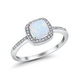 Halo Accent Engagement Ring Simulated Cubic Zirconia 925 Sterling Silver