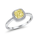 Halo Accent Engagement Ring Simulated Cubic Zirconia 925 Sterling Silver