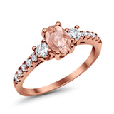 Accent Wedding Engagement Ring Oval Simulated Cubic Zirconia 925 Sterling Silver
