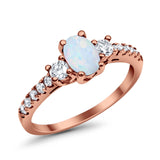 Accent Wedding Engagement Ring Oval Simulated Cubic Zirconia 925 Sterling Silver