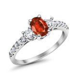 Accent Wedding Engagement Ring Oval Simulated Cubic Zirconia 925 Sterling Silver