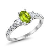 Accent Wedding Engagement Ring Oval Simulated Cubic Zirconia 925 Sterling Silver