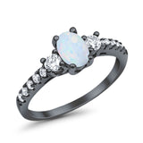 Accent Wedding Engagement Ring Oval Simulated Cubic Zirconia 925 Sterling Silver