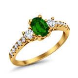 Accent Wedding Engagement Ring Oval Simulated Cubic Zirconia 925 Sterling Silver