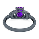 Oval Art Deco Wedding Bridal Ring Simulated Cubic Zirconia 925 Sterling Silver