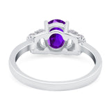 Oval Art Deco Wedding Bridal Ring Simulated Cubic Zirconia 925 Sterling Silver