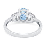 Oval Art Deco Wedding Bridal Ring Simulated Cubic Zirconia 925 Sterling Silver