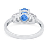 Oval Art Deco Wedding Bridal Ring Simulated Cubic Zirconia 925 Sterling Silver