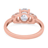 Oval Art Deco Wedding Bridal Ring Simulated Cubic Zirconia 925 Sterling Silver