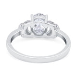 Oval Art Deco Wedding Bridal Ring Simulated Cubic Zirconia 925 Sterling Silver