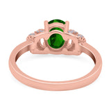 Oval Art Deco Wedding Bridal Ring Simulated Cubic Zirconia 925 Sterling Silver