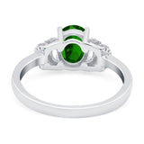 Oval Art Deco Wedding Bridal Ring Simulated Cubic Zirconia 925 Sterling Silver
