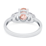 Oval Art Deco Wedding Bridal Ring Simulated Cubic Zirconia 925 Sterling Silver