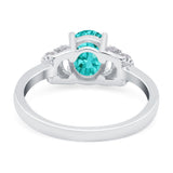 Oval Art Deco Wedding Bridal Ring Simulated Cubic Zirconia 925 Sterling Silver