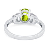 Oval Art Deco Wedding Bridal Ring Simulated Cubic Zirconia 925 Sterling Silver