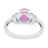 Oval Art Deco Wedding Bridal Ring Simulated Cubic Zirconia 925 Sterling Silver