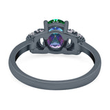 Oval Art Deco Wedding Bridal Ring Simulated Cubic Zirconia 925 Sterling Silver