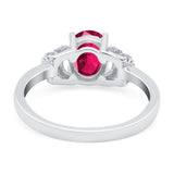 Oval Art Deco Wedding Bridal Ring Simulated Cubic Zirconia 925 Sterling Silver