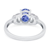 Oval Art Deco Wedding Bridal Ring Simulated Cubic Zirconia 925 Sterling Silver