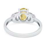 Oval Art Deco Wedding Bridal Ring Simulated Cubic Zirconia 925 Sterling Silver