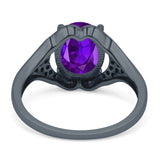 Oval Art Deco Wedding Engagement Bridal Ring Simulated Cubic Zirconia 925 Sterling Silver