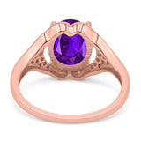 Oval Art Deco Wedding Engagement Bridal Ring Simulated Cubic Zirconia 925 Sterling Silver