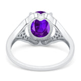 Oval Art Deco Wedding Engagement Bridal Ring Simulated Cubic Zirconia 925 Sterling Silver